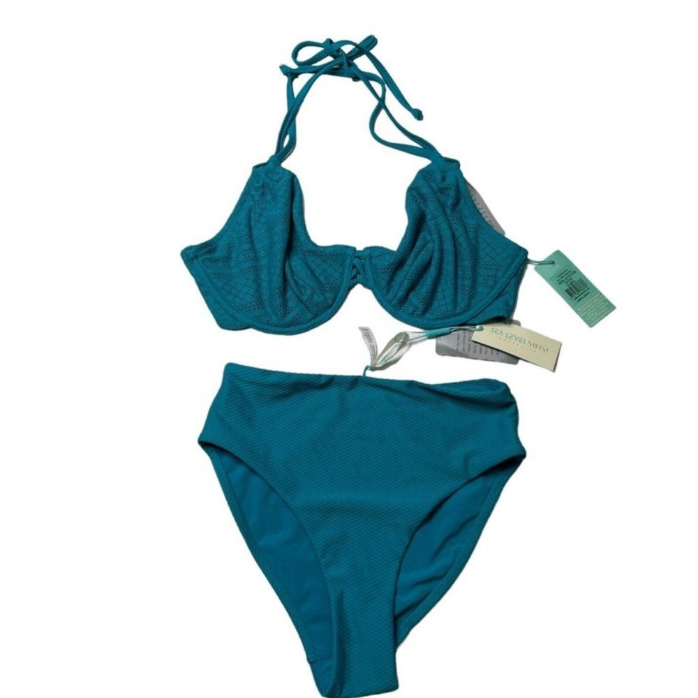 Sea Level Seafoam Blue Amazing Lace Retro High Waist
Underwire Bikini